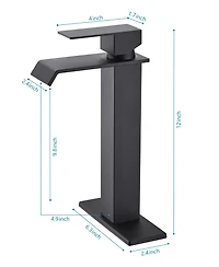 Thirtypeachy Single Handle Waterfall Bathroom Sink Faucet with Pop-Up Drain, Tall Stainless Steel Vessel