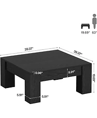 Tribesigns Square Coffee Table, 39-Inch Wooden Table with Sturdy Legs, Easy Assembly