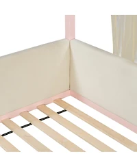 Streamdale Furniture Velvet Canopy Bed with Upholstered Side Panels