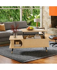 Streamdale Furniture Wood Lift Top Coffee Table with Hidden Compartment and Storage Shelf