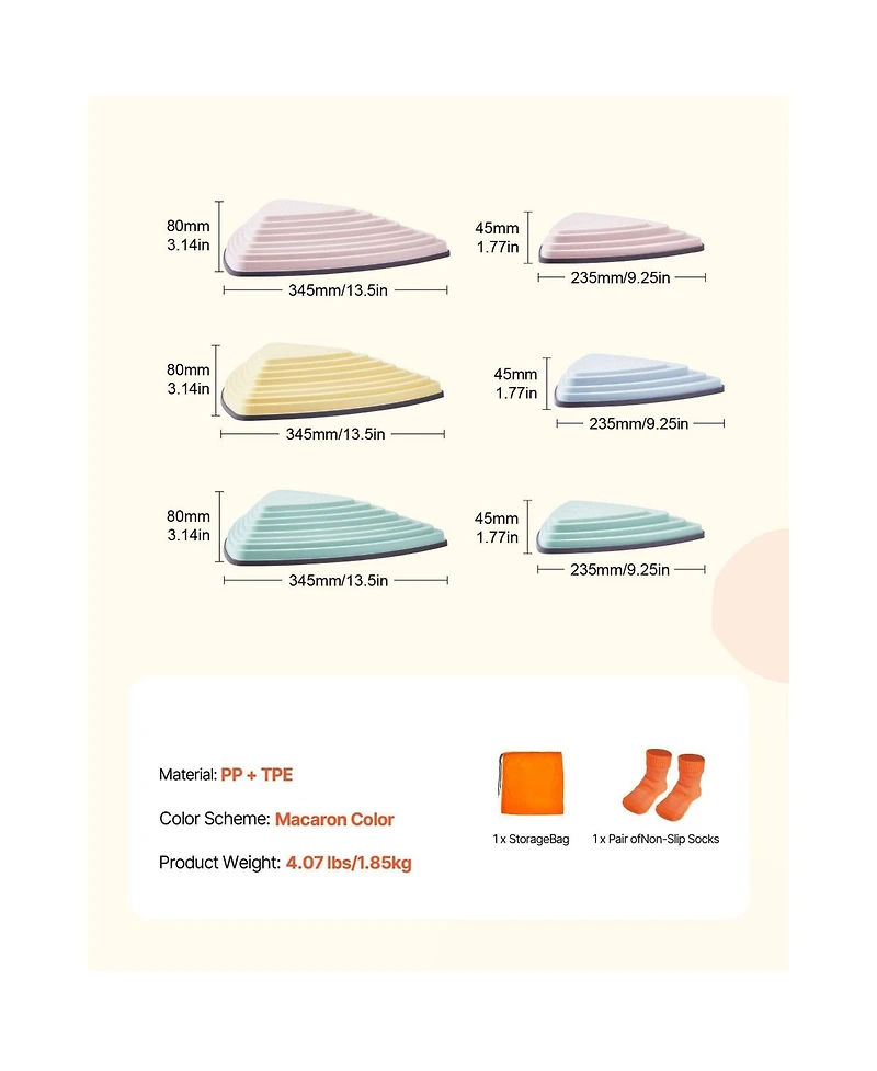 Slickblue Balance Stepping Stones Set of 6, Non-Slip Sensory, 220 lb. Capacity, Ages 3+