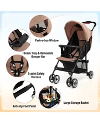 Toddler Travel Stroller for Airplane with Adjustable Backrest and Canopy