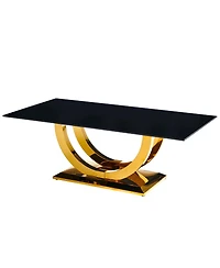 Streamdale Furniture Modern 50" Rectangular Coffee Table with Glass Top and Gold Base