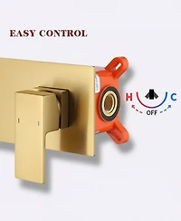 Thirtypeachy Wall Mount Bathroom Sink Faucet, Single Handle Brass Faucet with Aerated Spout and Rough-In Valve