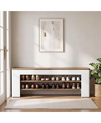 Tribesigns 55" Shoe Bench, 3 Tier Entryway Bench, 15 Pairs