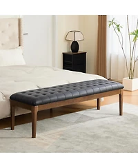 Streamdale Furniture 66" Upholstered Tufted End of Bed Bench with Headrest