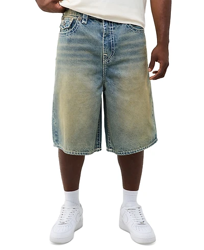 True Religion Men's Mikey Super T Flap Baggy Shorts, 12" Inseam