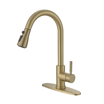 Thirtypeachy Single Handle High Arc Pull-Down Kitchen Faucet, Stainless Steel with 3-Mode Sprayer and 360degree(s) Swivel
