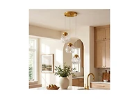 Tribesigns 3-Light Pendant Lighting Fixtures with Adjustable Hanging Cords, Hammered Glass Globe Shades
