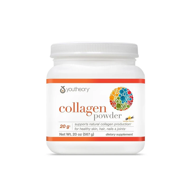 Youtheory Collagen Powder Premium Collagen Supplement with Vitamin C and Biotin For Healthy Hair, Skin, Nails and Joints Vanilla 20 Ounce