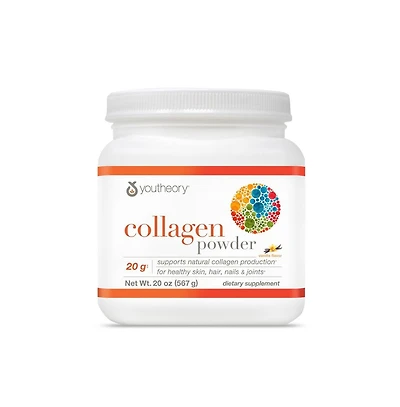 Youtheory Collagen Powder Premium Collagen Supplement with Vitamin C and Biotin For Healthy Hair, Skin, Nails and Joints Vanilla 20 Ounce
