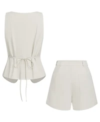 Cupshe Women's Sleeveless Vest and High Waist Shorts Two Pieces Set