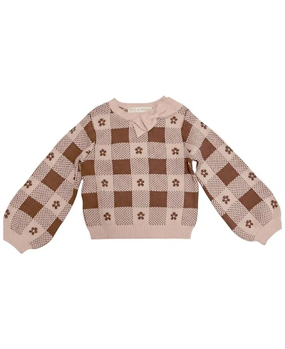 Hope & Henry Little and Big Girls' (Xxs-l) Organic Bow Detail Intarsia Sweater