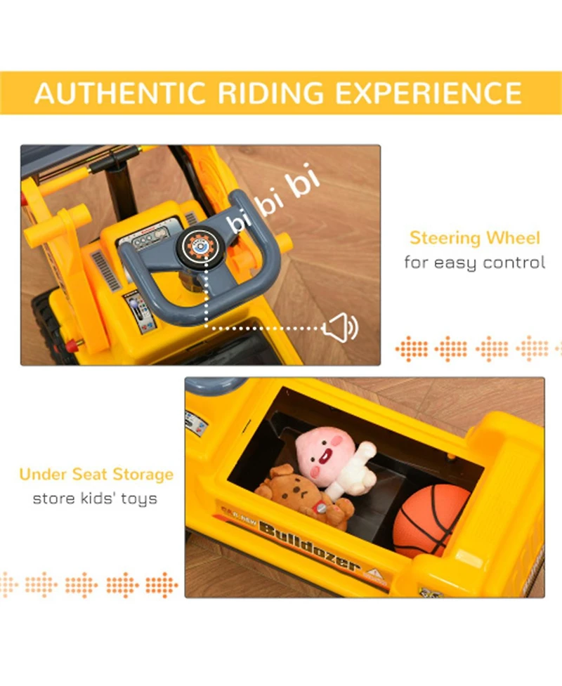 Yobtop Kids Bulldozer Ride-On Toy