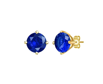 Rachel Glauber Dainty 14K Gold Plated 7MM Cubic Zirconia Stud Earrings