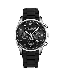 Stuhrling Velocity 4076 Chronograph Men s 43mm Quartz Watch - Multi-Function Dial, Krysterna Crystal, Silicone Strap, 50M Wr