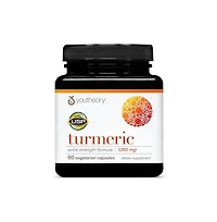 Youtheory Turmeric Extra Strength 1,000 Milligram Turmeric Supplement with 10 Milligram Pepper Curcumin Joint Support 60 Vegetarian Capsules