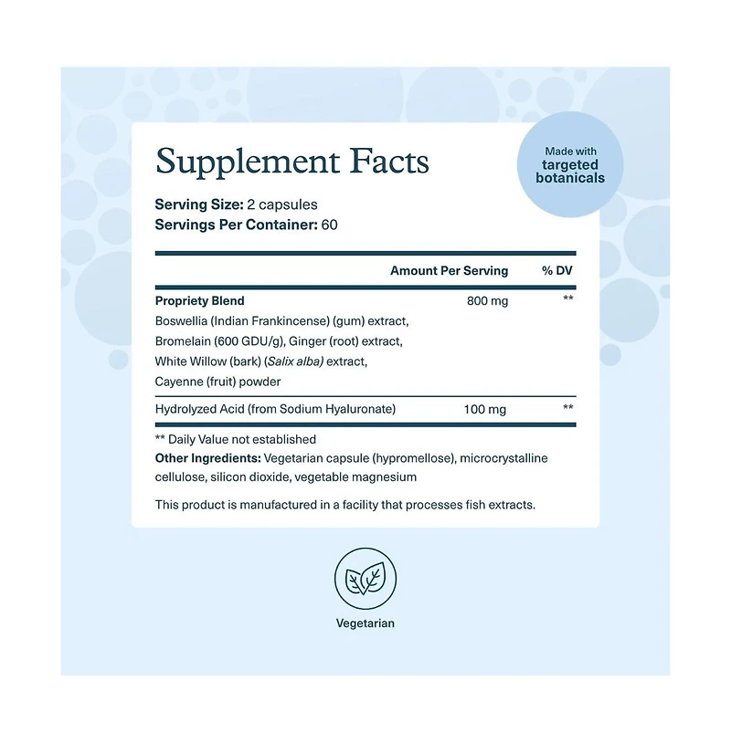 Youtheory Hyaluronic Acid Advanced Formula Joint Support Supplement with Boswellia Extract Skin Health Supplement 120 Vegetarian Capsules