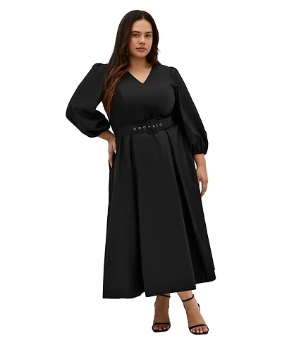 City Chic Plus Kaiya V-Neck Midi A-Line Dress