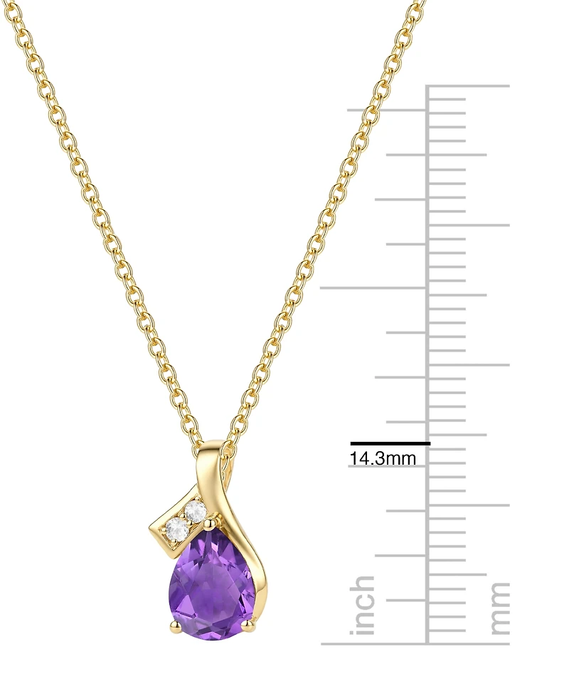 Amethyst (1 ct. t.w.) & Diamond Accent (0.04 ct. t.w.) Pendant Necklace in 14k Yellow Gold, Macy's Exclusive