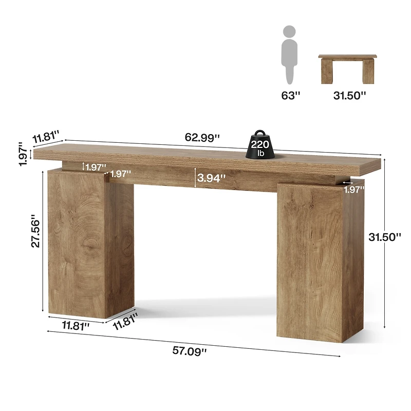 Tribesigns 63-Inch Entryway Table, Narrow Console Table, Light Brown