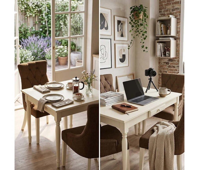 East West Furniture Dining Room Set Linen White, MZFR3-lwh-18