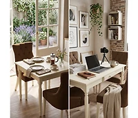 East West Furniture Dining Room Set Linen White, MZFR3-lwh-18
