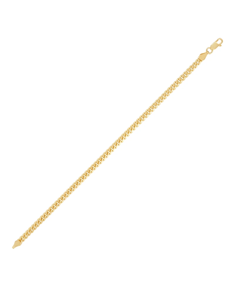 Italian Silver Solid Cuban Chain Bracelet in 18k Gold-Plated Sterling Silver