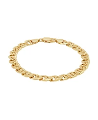 Italian Silver Solid Mariner Chain Bracelet in 18k Gold-Plated Sterling Silver