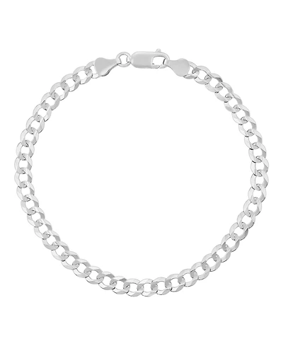 Italian Silver Solid Curb Chain Bracelet in Sterling Silver