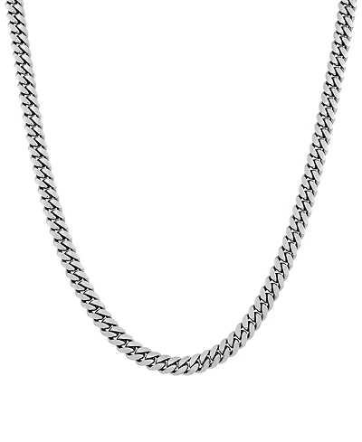 Italian Silver Solid Cuban Chain Necklace in Sterling Silver