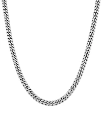 Italian Silver Solid Cuban Chain Necklace in Sterling Silver
