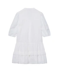 Mint Velvet Women's Ruffle V-Neck Short-Sleeve Ramie Mini Dress