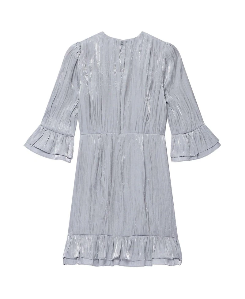 Mint Velvet Women's Metallic Ruffle 3/4-Sleeve Mini Dress
