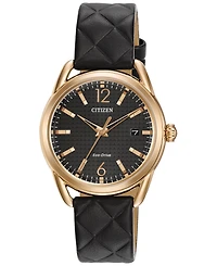 Citizen Drive from Citizen Eco-Drive Women's Black Quilted Leather Strap Watch 34mm FE6083-13E