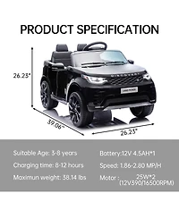 homfan 12V 2-Seater Ride On Car for Kids, Licensed Land Rover Battery Powered Electric Vehicle w/ Parent Remote, Led Light, MP3 Player, 3 Speeds 3-8