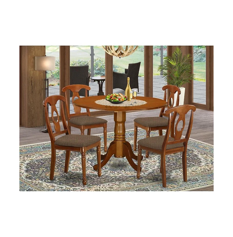 East West Furniture DLNA5-sbr-c 5 Pc Kitchen nook Dining set-Small Table plus 4 Dining Chairs