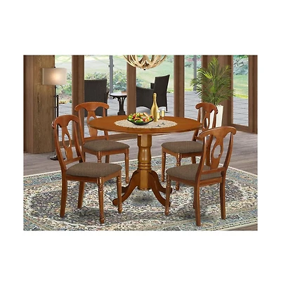 East West Furniture DLNA5-sbr-c 5 Pc Kitchen nook Dining set-Small Table plus 4 Dining Chairs