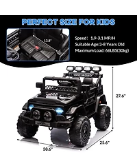homfan 12V Ride On Truck Car, Electric Vehicle with Parent Remote Control, Battery Powered Toy Spring Suspension, 3 Speeds, Lights, Music