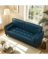 Streamdale Furniture Classic Tufted Faux Sofa with Wood Legs
