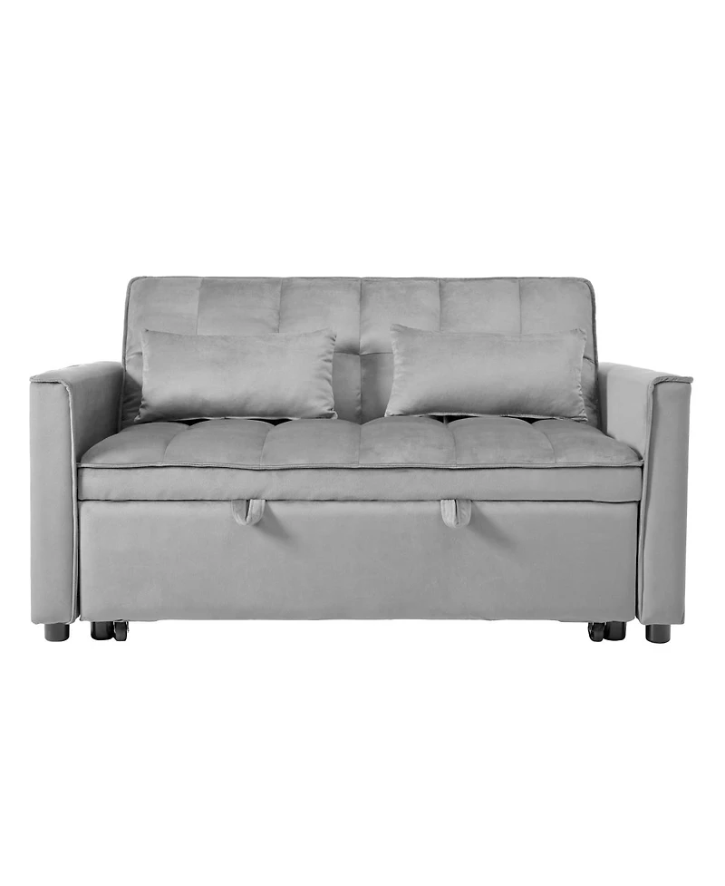 Streamdale Furniture Velvet Convertible Sleeper Sofa Bed with Metal Frame and Storage