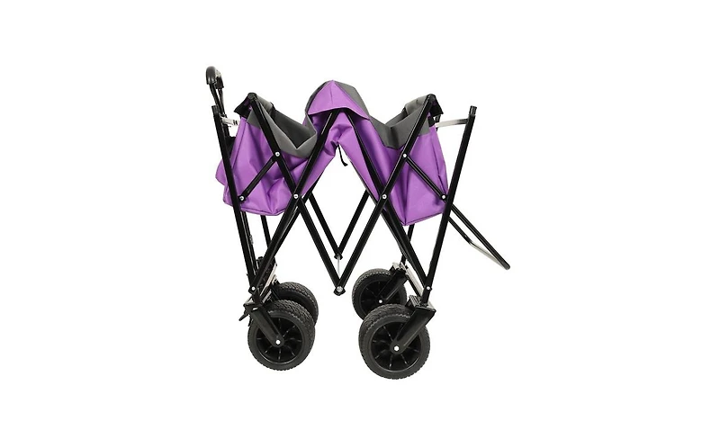 Mountaintop 480Lbs Collapsible Wagon with Canopy,7" All-Terrain Wheels, Purple Mosquito Net Wagon Stroller for Camping, Shopping, Sports, Garden