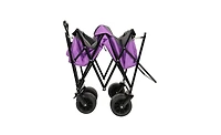 Mountaintop 480Lbs Collapsible Wagon with Canopy,7" All-Terrain Wheels, Purple Mosquito Net Wagon Stroller for Camping, Shopping, Sports, Garden