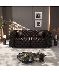 Streamdale Furniture 77" Modern Faux Leather Modular 2-Seater Sectional Sofa with Pillows