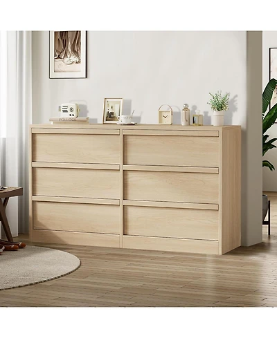 Modern 6-Drawer Chest, Large Storage Organizer for Bedroom Living Room Entryway, Sturdy Design with Smooth-Glide Drawers