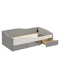 Streamdale Furniture Twin Size Upholstered Daybed Frame with 2 Storage Drawers