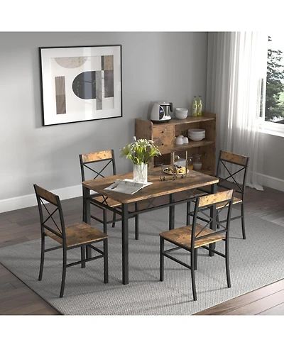 Flynama 5-Piece Dining Set, I-Shape Frame and 4 Reclining Chairs