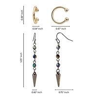 K-Pop Demon Hunters Rumi Ear Cuff and Drop Earrings Set Official License, Gold-Tone Cuffs and Black Earrings