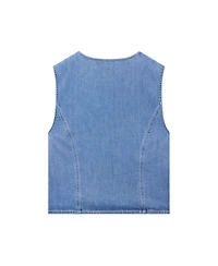 Mint Velvet Women's Sleeveless Scallop Detail Denim Waistcoat