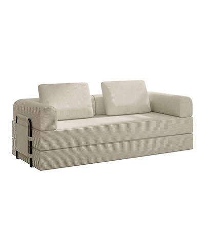 Boyel Living Convertible Sleeper Sofa Bed with Cylindrical Pillow - Corduroy Folding Mattress Couch